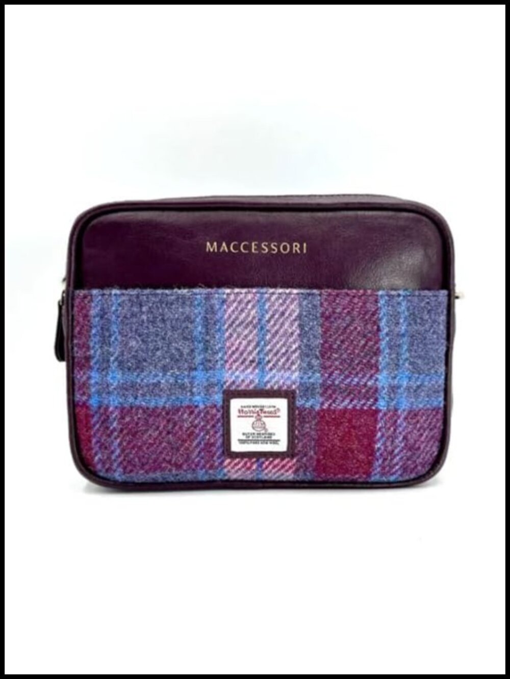 Authentic Harris Tweed Camera Bag Vegan Leather Crossbody Clutch